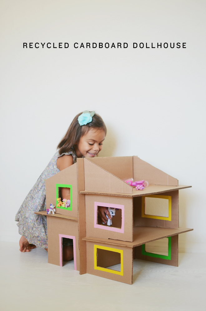 Dollhouse made shop out of cardboard